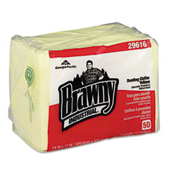 Brawny® Professional Dusting Cloths Quarterfold, 17 x 24, Unscented, Yellow, 50/Pack, 4 Packs/Carton