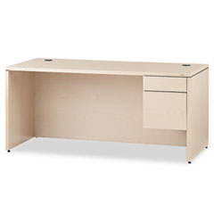 HON® 10500 Series "L" Workstation Right Pedestal Desk, 66" x 30" x 29.5", Natural Maple