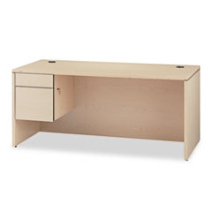 HON® 10500 Series "L" Workstation Single Pedestal Desk, 66" x 30" x 29.5", Natural Maple