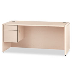 HON® 10700 Series "L" Workstation Desk with Three-Quarter Height Pedestal on Left, 66" x 30" x 29.5", Natural Maple
