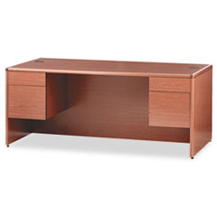 HON® 10700 Series Double Pedestal Desk with Three-Quarter Height Pedestals, 72" x 36" x 29.5", Bourbon Cherry