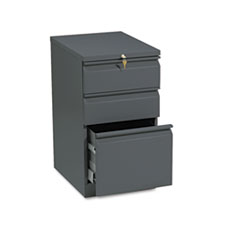 HON® Brigade Mobile Pedestal with Pencil Tray Insert, Left/Right, 3-Drawers: Box/Box/File, Letter, Charcoal, 15" x 19.88" x 28"