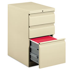 HON® Brigade Mobile Pedestal with Pencil Tray Insert Left/Right, 3-Drawers: Box/Box/File, Letter, Putty, 15" x 22.88" x 28"