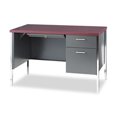 HON® 34000 Series Right Pedestal Desk, 45.25" x 24" x 29.5", Mahogany/Charcoal