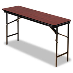 OfficeWorks Commercial Wood-Laminate Folding Table, Rectangular, 72" x 18" x 29", Mahogany