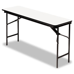 Iceberg OfficeWorks Commercial Wood-Laminate Folding Table, Rectangular, 72" x 18" x 29", Gray Top, Charcoal Base