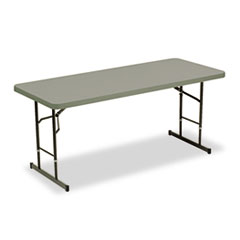 Iceberg IndestrucTable Classic Adjustable-Height Folding Table, Rectangular, 72" x 30" x 25" to 35", Charcoal