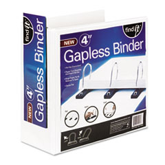 find It™ Gapless Loop Ring View Binder, 3 Rings, 4" Capacity, 11 x 8.5, White