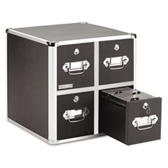 Vaultz® Four-Drawer CD File Cabinet, Holds 660 Folders or 240 Slim/120 Standard Cases, Black