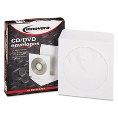 Innovera® CD/DVD Envelopes, Clear Window, 1 Disc Capacity, White, 50/Pack