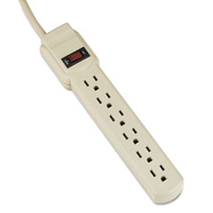Innovera® Six-Outlet Power Strip, 4-Foot Cord, 1-15/16 x 10-3/16 x 1-3/16, Ivory