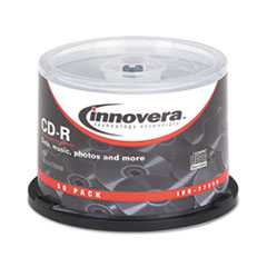 Innovera® CD-R Recordable Disc, 700 MB/80 min, 52x, Spindle, Silver, 50/Pack