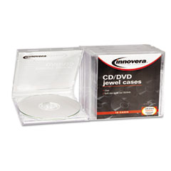 Innovera® CD/DVD Standard Jewel Case, Clear, 10/Pack