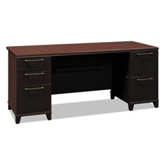 Bush® Enterprise Collection Double Pedestal Desk, 70.13" x 28.63" x 29.75", Mocha Cherry, (Box 2 of 2)
