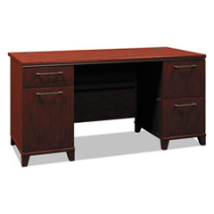 Bush® Enterprise Collection Double Pedestal Desk, 60" x 28.63" x 29.75", Harvest Cherry, (Box 2 of 2)