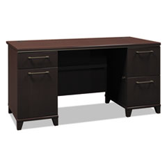 Bush® Enterprise Collection Double Pedestal Desk, 60" x 28.63" x 29.75", Mocha Cherry, (Box 2 of 2)