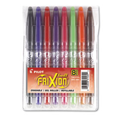 Pilot® FriXion Ball Erasable Gel Pen, Stick, Fine 0.7 mm, Assorted Ink and Barrel Colors, 8/Pack
