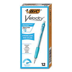 BIC® Velocity Original Mechanical Pencil, 0.9 mm, HB (#2), Black Lead, Turquoise Barrel, Dozen