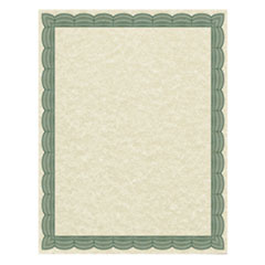 Parchment Certificates, Traditional, 8.5 x 11, Ivory with Green Border, 50/Pack
