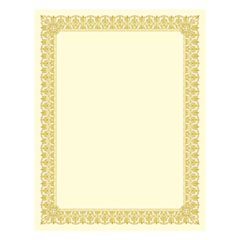 Southworth® Premium Certificates, 8.5 x 11, Ivory/Gold with Fleur Gold Foil Border, 15/Pack
