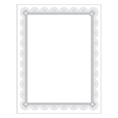 Premium Certificates, 8.5 x 11, White/Silver with Spiro Silver Foil Border,15/Pack