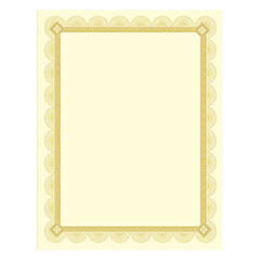 Southworth® Premium Certificates, 8.5 x 11, Ivory/Gold with Spiro Gold Foil Border,15/Pack