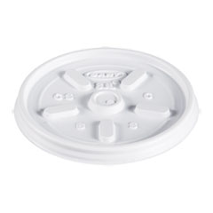 Dart® Plastic Lids, Fits 8 oz to 10 oz Hot/Cold Foam Cups, Vented, White, 100/Pack, 10 Packs/Carton