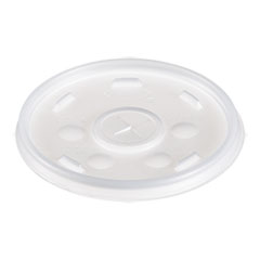 Dart® Plastic Lids for Foam Cups, Bowls and Containers, Flat with Straw Slot, Fits 6-14 oz, Translucent, 1,000/Carton