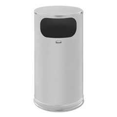 Rubbermaid® Commercial European and Metallic Series Waste Receptacle with Large Side Opening, 12 gal, Steel, Satin Stainless