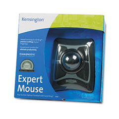 Kensington® Expert Mouse Wired Trackball, Scroll Ring, Black/Silver