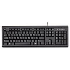 Kensington® Keyboard for Life Slim Spill-Safe Keyboard, 104 Keys, Black