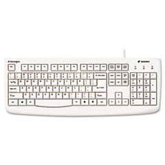 Kensington® Pro Fit USB Washable Keyboard, 104 Keys, White