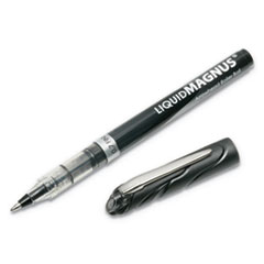 7520014612664, SKILCRAFT Liquid Magnus Hybrid Gel Pen, Stick, Fine 0.7 mm, Black Ink, Clear/Black Barrel, Dozen