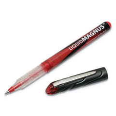 7520014940908, SKILCRAFT Liquid Magnus Hybrid Gel Pen, Stick, Extra-Fine 0.5 mm, Red Ink, Clear/Red Barrel, Dozen