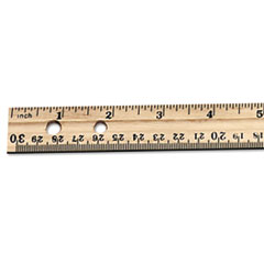 School Smart Double Beveled Wood Ruler 12 x 1-1/8 x 5/32 Inches 