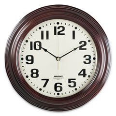 6645014216904 SKILCRAFT Mahogany Wall Clock, 16" Overall Diameter, Mahogany Case, 1 AA (sold separately)