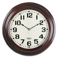 6645014216904 SKILCRAFT Mahogany Wall Clock, 16" Overall Diameter, Mahogany Case, 1 AA (sold separately) NSN4216904