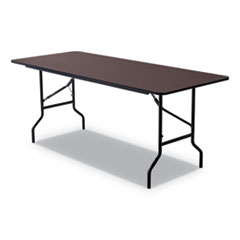 OfficeWorks Classic Wood-Laminate Folding Table, Curved Legs, Rectangular, 72" x 30" x 29", Walnut