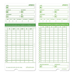 uPunch™ Time Clock Cards for uPunch HN1000/HN3000/HN3600, Two Sides, 7.5 x 3.5, 100/Pack