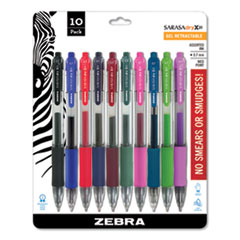 Zebra® Sarasa Dry Gel X20 Gel Pen, Retractable, Medium 0.7 mm, Assorted Ink and Barrel Colors, 10/Pack