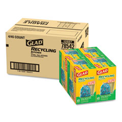 Glad® Tall Kitchen Blue Recycling Bags, 13 gal, 0.9 mil, Blue, 180/Carton
