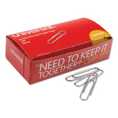 Universal® Paper Clips, Jumbo, Nonskid, Silver, 100 Clips/Box, 10 Boxes/Pack
