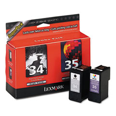 Lexmark™ 18C0535 (34; 35) High-Yield, 475 Page-Yield, 2/Pack, Waterproof BLK/Photo BLK