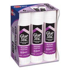 Avery® Permanent Glue Stic Value Pack, 1.27 oz, Applies Purple, Dries Clear, 6/Pack