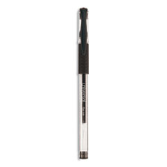 Universal™ Comfort Grip Gel Pen, Stick, Fine 0.5 mm, Black Ink, Clear Barrel, Dozen