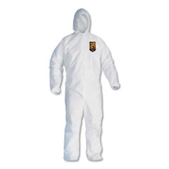 KleenGuard™ A30 Elastic-Back and Cuff Hooded Coveralls, 4X-Large, White, 21/Carton