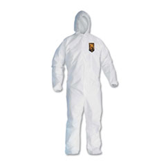 KleenGuard™ A20 Elastic Back, Cuff and Ankle Hooded Coveralls, Zip, X-Large, White, 24/Carton