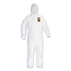 KleenGuard™ A30 Elastic Back and Cuff Hooded Coveralls, 4X-Large, White, 21/Carton