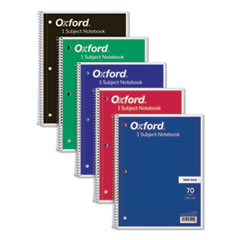 Oxford™ Coil-Lock Wirebound Notebooks, 3-Hole Punched, 1 Subject, Wide/Legal Rule, Randomly Assorted Covers, 10.5 x 8, 70 Sheets