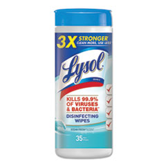 LYSOL® Brand Disinfecting Wipes, 7 x 8, Ocean Fresh, 35 Wipes/Canister, 12 Canisters/Carton